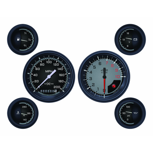 PartzBiz CM: AX01GBLF-Classic Instruments Auto Cross Gray 6 Gauge Set PartzBiz CM: AX01GBLF-Classic Instruments Auto Cross Gray 6 Gauge Set