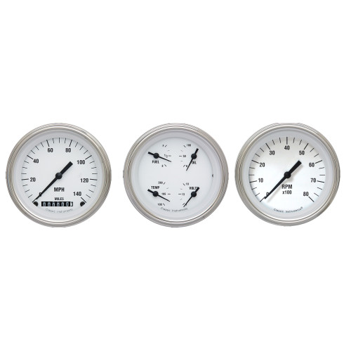 PartzBiz CM: WH03SLF-เครื่องดนตรีคลาสสิค White Hot Three Gauge Set