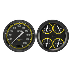 PartzBiz CM AX52YBLF - Classic Instruments Auto Cross Yellow 6 Gauge Set PartzBiz CM AX52YBLF - Classic Instruments Auto Cross Yellow 6 Gauge Set