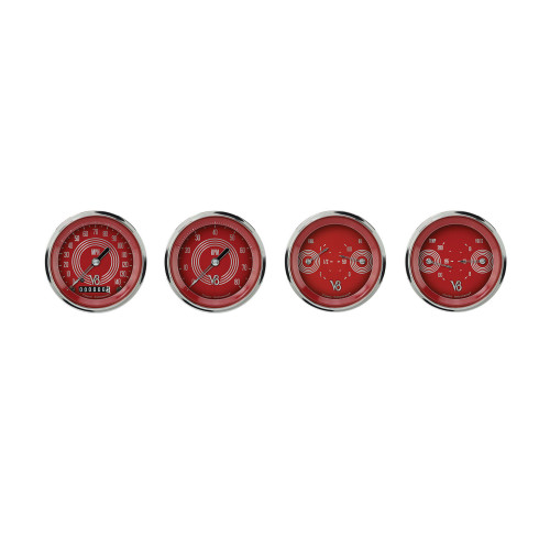PartzBiz CM: V8RS05SHC-Classic Instruments V8 Red Steelie Four Gauge Set PartzBiz CM: V8RS05SHC-Classic Instruments V8 Red Steelie Four Gauge Set