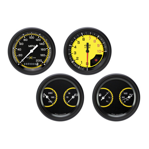 PartzBiz CM: AX05YBLF-AutoCross Yellow Four Gauge Set