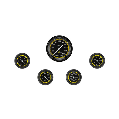 PartzBiz CM: AX100YBLF-AutoCross Yellow Five Gauge Set 100 PartzBiz CM: AX100YBLF-AutoCross Yellow Five Gauge Set 100