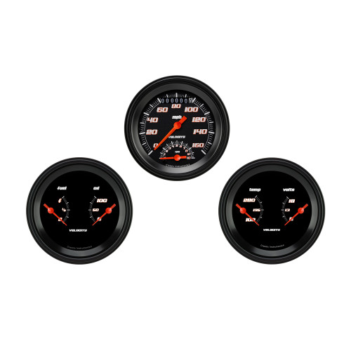 PartzBiz CM: VS34BBLF-Velocity Black Series Three Gauge Set