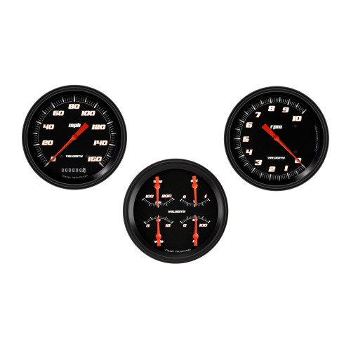 PartzBiz CM: VS53BBLF-Velocity Black Series Three Gauge Set