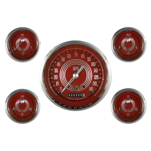 PartzBiz CM: V8RS54SLC-Classic Instruments V8 Red Steelie Five เกจชุด PartzBiz CM: V8RS54SLC-Classic Instruments V8 Red Steelie Five เกจชุด