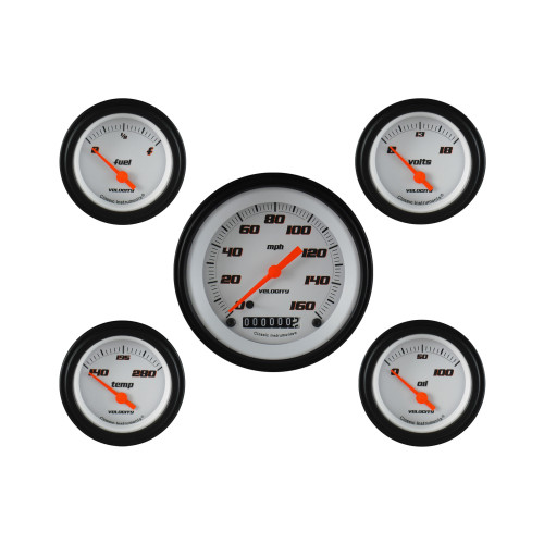 PartzBiz CM: VS00WBLF-Classic Instruments Velocity White Five Gauge Set