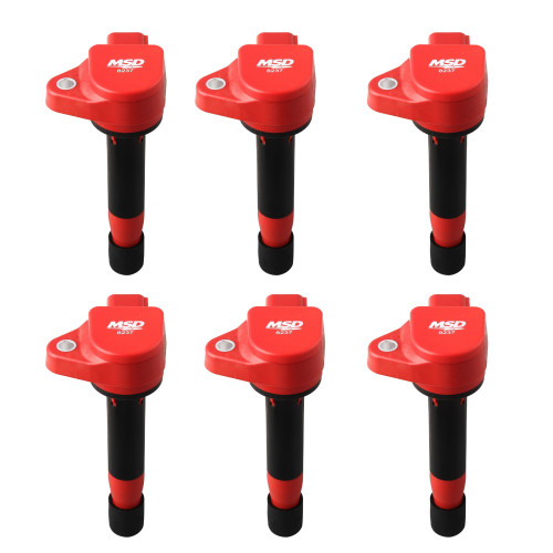 PartzBiz CM: 82376-MSD Ignition Coil - Blaster Series - Honda/Acura V6 - Red - 6-pack