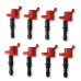 PartzBiz CM: 82438-คอยล์จุดระเบิด MSD - Blaster - Ford 3-Valve V8 - สีแดง - 8-Pack