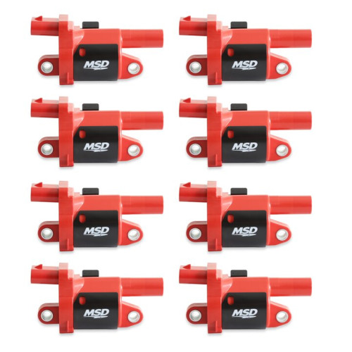 PartzBiz CM: 82688-MSD Ignition Coil - GM Gen V Blaster Series - Gen V Direct Injected Engine - Red - 8-Pack - Round