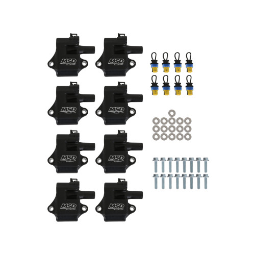 PartzBiz CM: 828583-คอยล์จุดระเบิด MSD - Pro Power Series - เครื่องยนต์ GM LS1/LS6 - สีดำ - 8 แพ็ค
