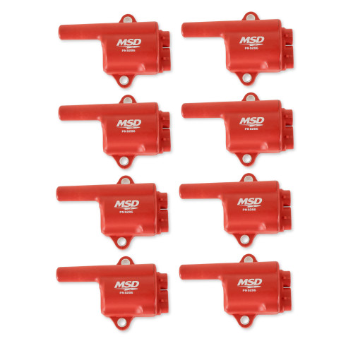 PartzBiz CM: 82868-MSD Ignition Coil - Pro Power Series - GM LS Truck Style - Red - 8-Pack