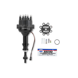 PartzBiz CM 857831 - Black Distributor, Ford 351W, Pro-Billet w/Steel Gear