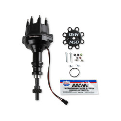PartzBiz CM 857931 - MSD Black Distributor Ford 289-302, Pro Billet, Small Cap, Steel Gear