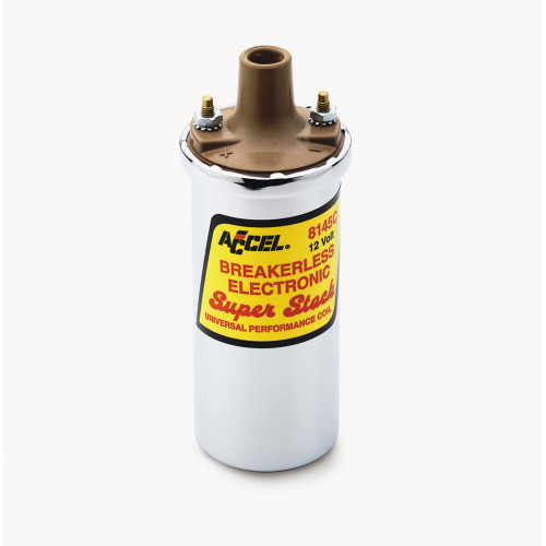 PartzBiz CM: 8145C-ACCEL Ignition Coil - SuperStock - Breakerless Electronic Coil - Chrome PartzBiz CM: 8145C-ACCEL Ignition Coil - SuperStock - Breakerless Electronic Coil - Chrome