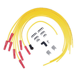 PartzBiz CM 8033 - Spark Plug Wire Set - 8.8mm - Spiral Suppression Wire - Universal Set with Vari-Angle Boots - Yellow