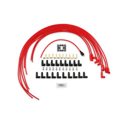 PartzBiz CM 4041R - Spark Plug Wire Set- 8mm - Super Stock Universal with Graphite Core - Red Wire with Red 90 Deg Boots