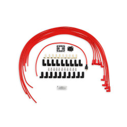 PartzBiz CM 5041R - Spark Plug Wire Set - 8mm - Universal - Red Wire with Red 90 Deg Boots