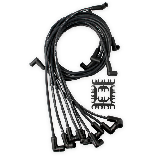 PartzBiz CM: 9018CK-Spark Plug Wire Set - Chevy Small Block with HEI 75-86 Wires Under Valve Cover-Black