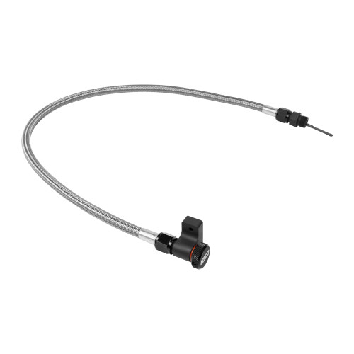 PartzBiz CM: 22200-B&M Locking Automatic Transmission Dipstick & Tube - Billet Aluminum/Stainless Steel Braided