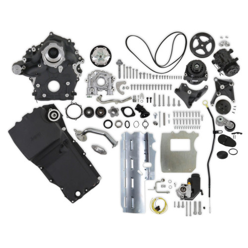 PartzBiz CM: 20-340BK-Holley Godzilla High-Mount Accessory Drive - With Holley Swap Oil Pan and Pump - Complete Kit - Black PartzBiz CM: 20-340BK-Holley Godzilla High-Mount Accessory Drive - With Holley Swap Oil Pan and Pump - Complete Kit - Black
