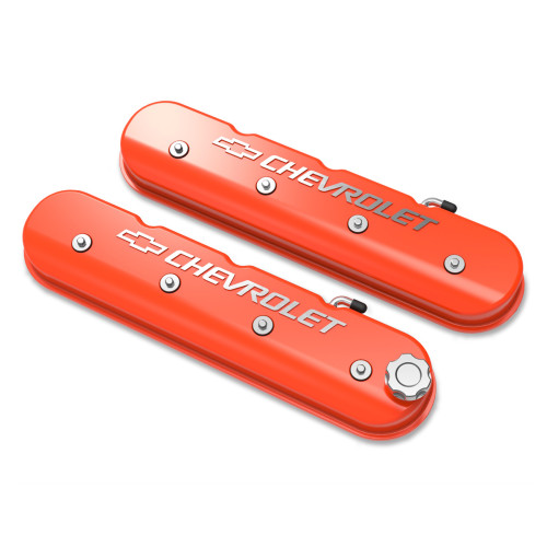 PartzBiz CM: 241-403-Tall LS Valve Cover with Bowtie/Chevrolet Logo - Factory Orange Machined Finish PartzBiz CM: 241-403-Tall LS Valve Cover with Bowtie/Chevrolet Logo - Factory Orange Machined Finish