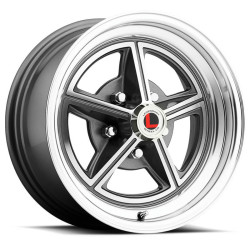 PartzBiz CM LW30-50754B - Legendary Wheels Magstar II - 15 x 7 in. - 5 x 4.5 - 4.25 BS - Charcoal/Machined