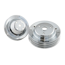PartzBiz CM 4963 - Mr. Gasket Chrome Pulley Set - Double Groove Upper, Triple Groove Lower