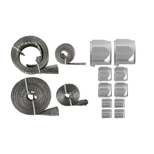 PartzBiz CM: 8092-Mr. Gasket Flex-Braid Hose Sleeve Kit - Silver PartzBiz CM: 8092-Mr. Gasket Flex-Braid Hose Sleeve Kit - Silver