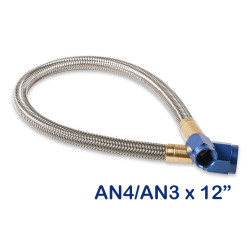 PartzBiz CM 15340NOS - 
NOS Stainless Steel Braided Hose -4AN to -3AN 1-foot Blue

