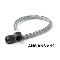 PartzBiz CM 15400BNOS - 
NOS Stainless Steel Braided Hose with Black Fittings -6AN, 1-Foot Length

