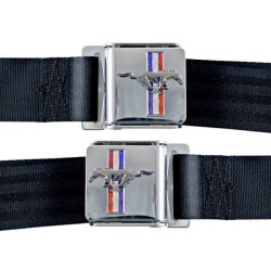 PartzBiz CM SB-PR-H - Scott Drake Seat Belt Set with Mustang Emblem