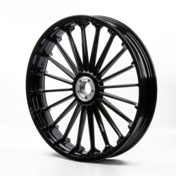 PartzBiz HD 19021476 - Gloss Black Turbo Tubeless Wheels For Harley Softail Fat Boy 2018-2026 - 21x3.5