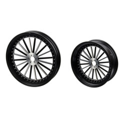 PartzBiz HD 190336981 - Hoprousa Motorcycle 3D Forged Custom Front Rear Spoke Wheel Matte Black For Harley Davidson 2018-2024 Street Bob & Softail Standard - 19x2.5