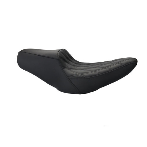 PartzBiz HD: 190345789-Riders Passenger Double Seat Fits 180/200mm Short Rear Fender for Harley 2018-2023 Softail Street Bob Low Rider Fat Bob - Black Stitching
