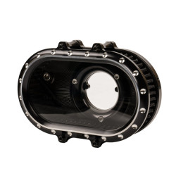 PartzBiz HD AIR-M8-RBKW - Hoprousa Motorcycle Air Intake System CNC Black Transparent Air Cleaner High Performance For Harley Davidson 2018+ Softail All Model Fatboy Breakout 2017+ Touring All Model Road King Street Electra Glide Trike - with Red Filter