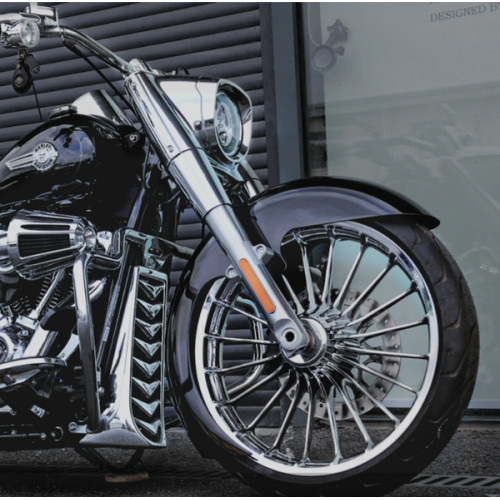 PartzBiz HD: FDR-FBL21-BLK-Wrapped Gloss Black Front Fender Fits For 2018-2025 Fat Boy With 21x3.5 PartzBiz HD: FDR-FBL21-BLK-Wrapped Gloss Black Front Fender Fits For 2018-2025 Fat Boy With 21x3.5