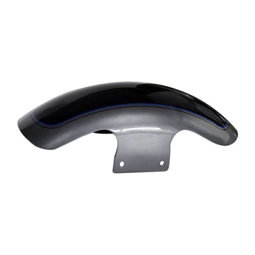 PartzBiz HD: FDR-FL160-GGM-Hoprousa Motorcycle Fenders Custom Short Front Fender Gauntlet Gray Metallic Vivid Black with Blue and Black Pinstripe Fits for 2018-2022 Harley Softail Fat Boy - Default Title PartzBiz HD: FDR-FL160-GGM-Hoprousa Motorcycle Fenders Custom Short Front Fender Gauntlet Gray Metallic Vivid Black with Blue and Black Pinstripe Fits for 2018-2022 Harley Softail Fat Boy - Default Title