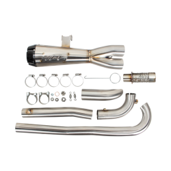 PartzBiz HD 005-5410199 - Two Brothers 2-1 Exhaust Brushed Steel CF End Cap Heatshields Harley Sportster S