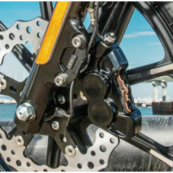PartzBiz HD 02-221 - Arlen Ness 4 Piston Caliper Black Billet Front Left 11.8 Harley BigTwin XL 06-21