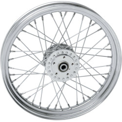 PartzBiz HD 0203-0413 - Chrome 19x2.5 Chrome 40 Spoke ล้อหน้า Harley Sportster Dyna FXR 84-99