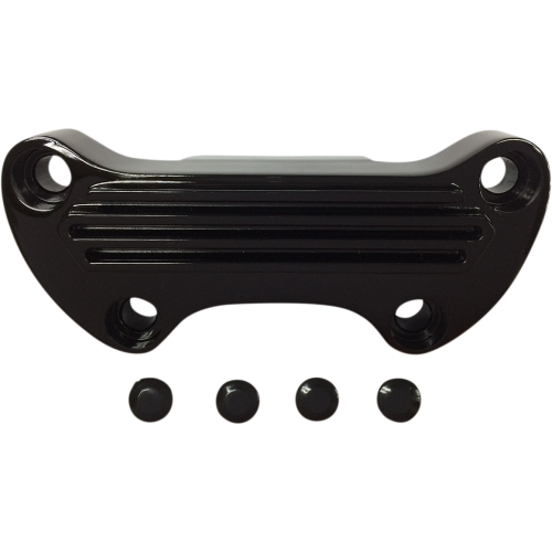 PartzBiz HD: 3473011-Drag Specialties Black Finned 1” Handlebar Riser Top Clamps Harley Softail Dyna
