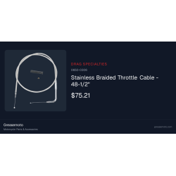 PartzBiz HD 0650-0306 - Braided Stainless Throttle Cable 48 1/2” 90 Degree 5” Harley 96-17 Big Twin Cam PartzBiz HD 0650-0306 - Braided Stainless Throttle Cable 48 1/2” 90 Degree 5” Harley 96-17 Big Twin Cam