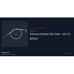 PartzBiz HD 0651-0246 - Braided Stainless Idle Cable 48 1/2” 90 Degree 4 3/4” Harley 96-17 Big Twin Cam PartzBiz HD 0651-0246 - Braided Stainless Idle Cable 48 1/2” 90 Degree 4 3/4” Harley 96-17 Big Twin Cam