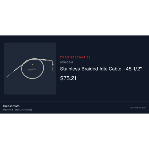 PartzBiz HD: 3473918-Braided Stainless Idle Cable 48 1/2” 90 Degree 4 3/4” Harley 96-17 Big Twin Cam PartzBiz HD: 3473918-Braided Stainless Idle Cable 48 1/2” 90 Degree 4 3/4” Harley 96-17 Big Twin Cam