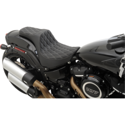 PartzBiz HD 0802-1147 - Predator III Seat Drag Specialties Double Diamond Red Thread Harley Softail 18+