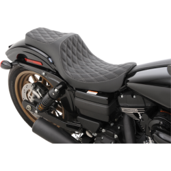 PartzBiz HD 0803-0696 - Drag Specialties PredatorIII Slip Stop Seat Smooth Black Vinyl 06-17 Harley Dyna
