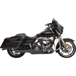 PartzBiz HD 1F67B - Bassani Hot Rod Road Rage II 2-into-1 Exhaust Kit Black Mid Harley Touring 99-06