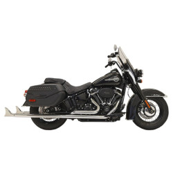 PartzBiz HD 1S96E-36 - Bassani Chrome True Dual Exhaust 36‚” 2.25‚” Fishtail Harley Softail 18+ แผ่นกั้น