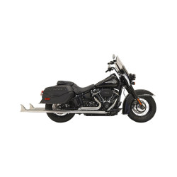 PartzBiz HD 1S96E-39 - Bassani Chrome True Dual Exhaust 39‚” 2.25‚” Fishtail Harley Softail 18+ แผ่นกั้น
