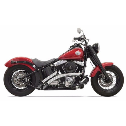 PartzBiz HD: 3443907-Bassani Chrome Radial Sweepers Exhaust Pipes w/ Heat Shields Harley Softail Dyna